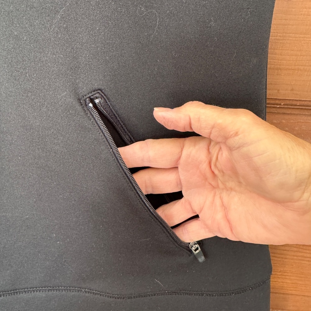 Athleta Black Sleeveless Tunic Dress Fleece Lined, Black, MP - Picture 3 of 8